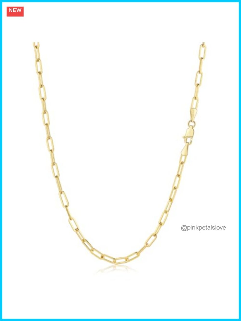 14K Gold Filled Paperclip Chain Necklace Lobster Clasp